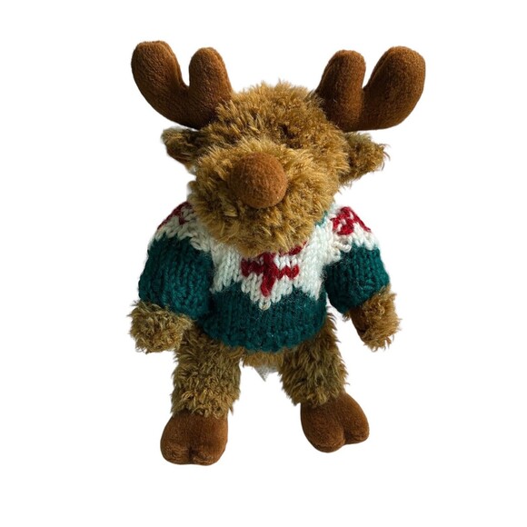 CHRISHA CREATIONS Vintage Moose Plush 1996 Toy Stuffed Animal Winter Sweater - Picture 11 of 11